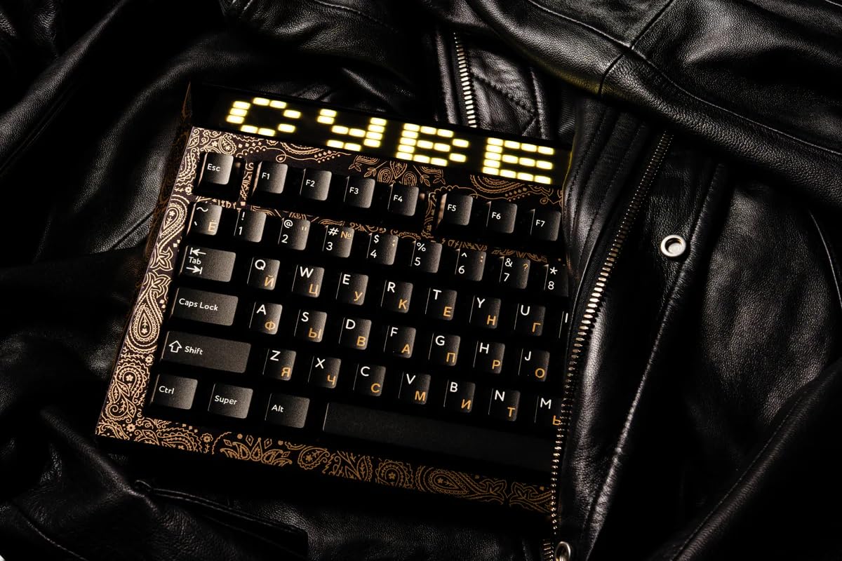 Angry miao Gold Paisley 75 Key Wireless Mechanical Gaming Keyboard, Electronic PC Computer Keyboards for Tri-Mode Connection, Leaf Spring Mount Custom Internals Hotswapable Switch Bundle