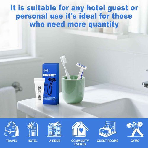Shave Kit in Bulk Twin Blade Razors with Protective Cap,Disposable Razors in Bulk Shaving Cream for Hotel, Airbnb, Homeless, Shelter, Camping and Travel (120)