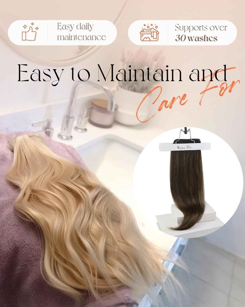 Sunny Hair Clip in Hair Extensions Straight Human Hair Clip in Extensions Remy Clip in Hair Extensions Real Human Hair Extensions Clip ins Dark Brown Ombre Medium Brown Balayage 18inch