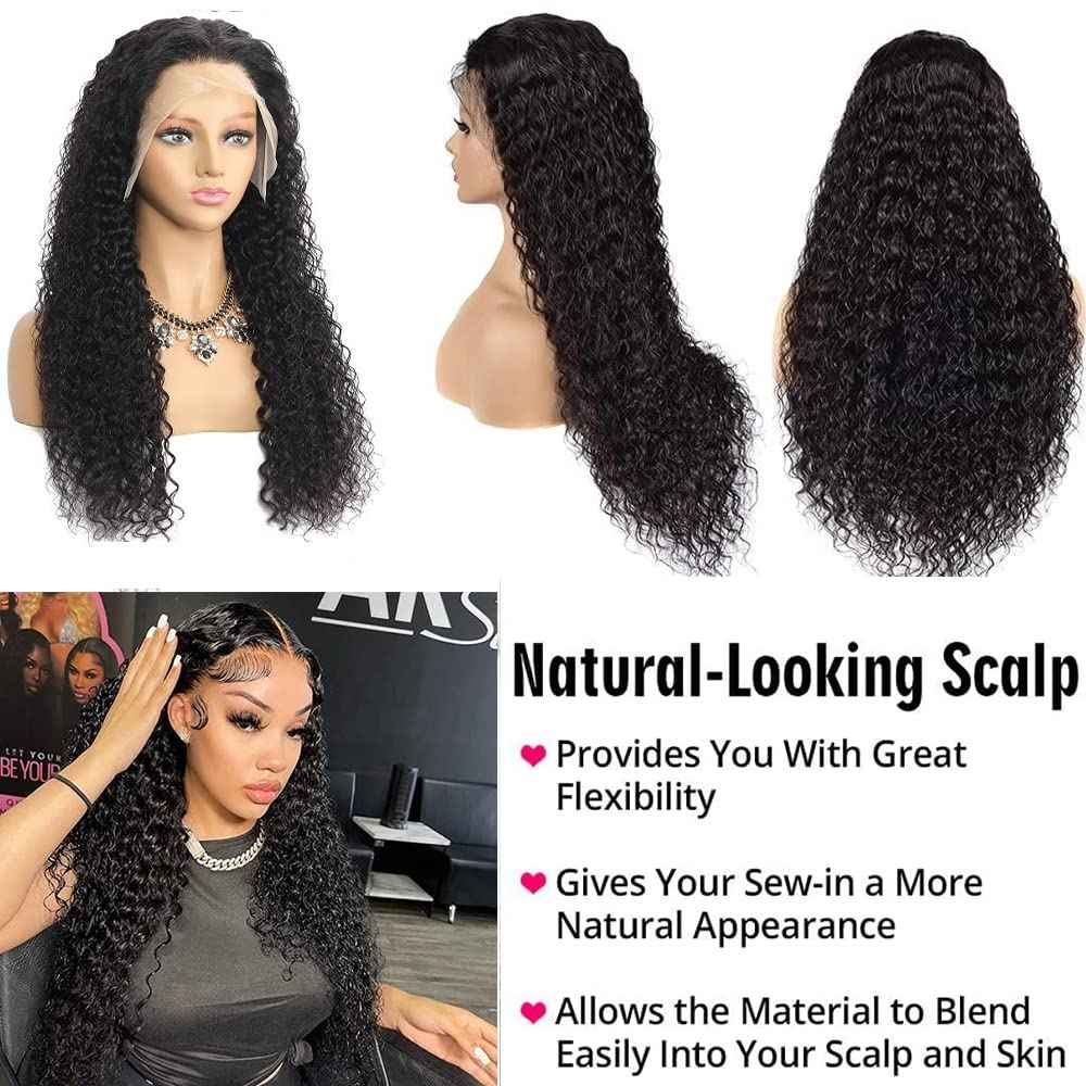 30 Inch Lace Front Wig Human Hair for Black Women 180% Density HD Transparent 13x4 Deep Wave Lace Front Wigs Human Hair Pre Plucked Wet and Wavy Brazilian Curly Glueless Lace Frontal Wigs (30Inch）