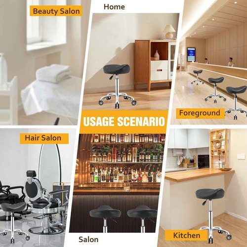 Nolasalon Saddle Stool Chair with Wheels,Ergonomic Swivel Rolling Height Adjustable for Salon Beauty Clinic Dentist Tattoo Home Office