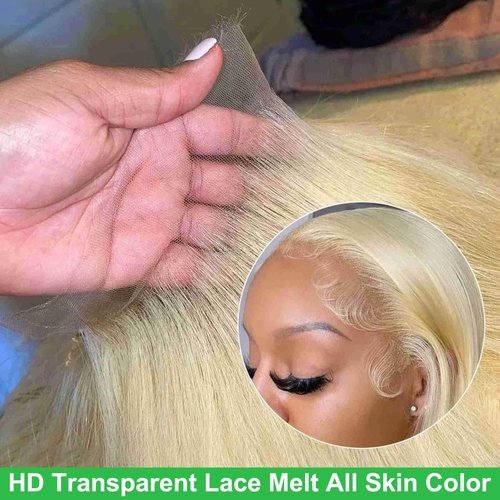 DUGPOB 24 Inch 613 13x6 Lace Front Wig Human Hair Blonde Wigs Straight Hair 613 HD Lace Wig 13x6 Pre Plucked Human Hair Wigs Brazilian Straight Blonde Glueless Lace Front Wigs