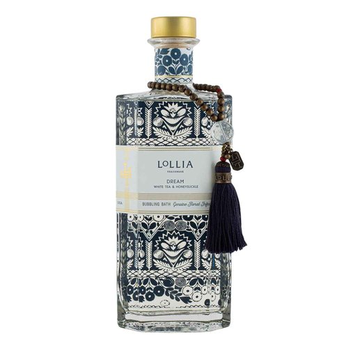 Lollia Dream Bubble Bath, Skin Hydrating & Deep Moisturizing, Avocado Oil & Green Tea, Relaxing Scented Bubbling Bath Soap, White Tea & Honeysuckle Scent