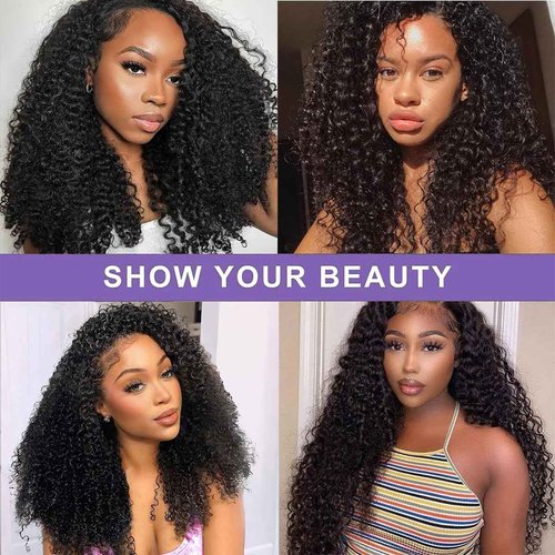 mmiQus Half Wig Human Hair Jerry Curly Half Wig Upgrade 3 In 1 Half Wig Human Hair With Drawstring Seamless Clip Ins Flip Over 200 Density Gluless Wigs For Black Women 18 Inch