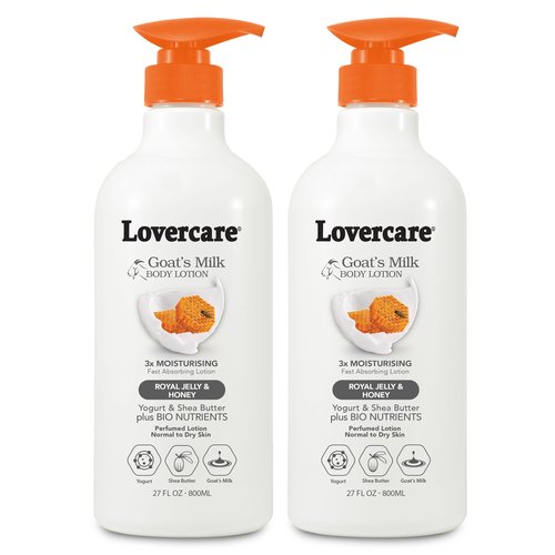 Lovercare Goat Milk Body Lotion for Dry Skin Royal Jelly & Honey 27.05oz (800ml) - Pack of 2…
