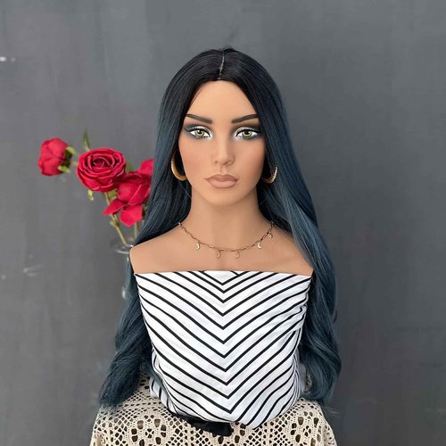 JINGFA Realistic Female Mannequin Head with Shoulders for Wigs Earrings Hats Display,Glam Half Body Mannequin Head Wig Head Stand JF-DP487-YH2