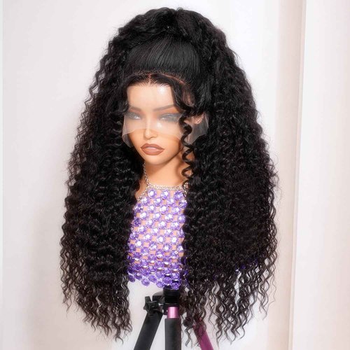 Misscity 13x6 Deep Wave Lace Front Wigs Human Hair 250 Density 18 Inch, Tangle Free, Shedding Free, Pre Plucked With Invisible Hairline, Full Volume Suitable For Daily Wear