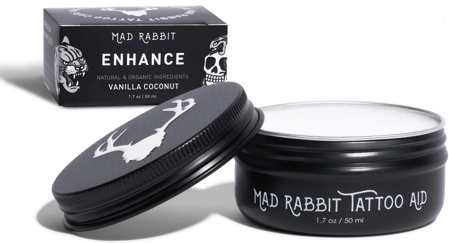 Mad Rabbit Tattoo Care Favorites Kit (3 Piece) - Enhance Balm, Replenish Daily Body Lotion & Defend Mineral Sunscreen SPF 30 - All Skin Types/Full Coverage Tattoo Care Kit
