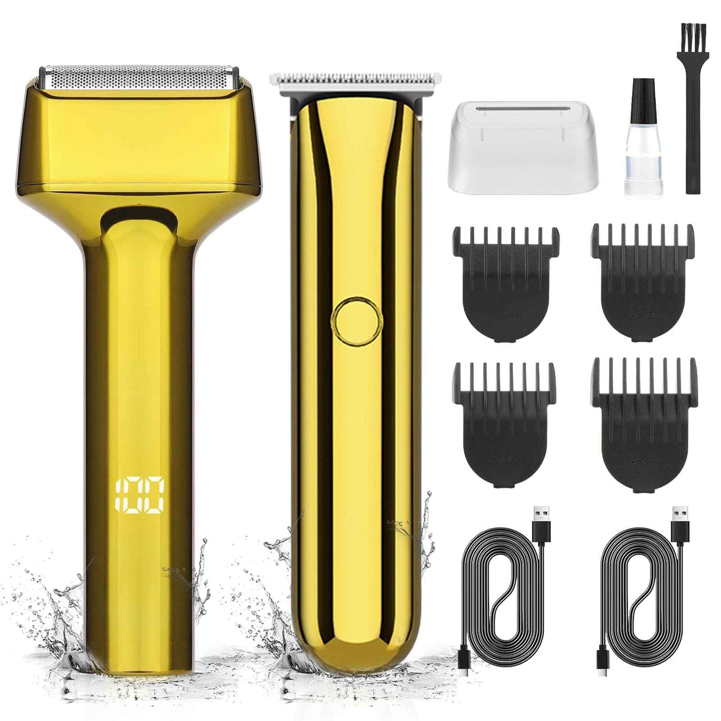 GSKY Electric Shavers for Men, Gold Baber Clipper Set, Hair Trimmer and Foil Shaver, Mens Beard Trimmer