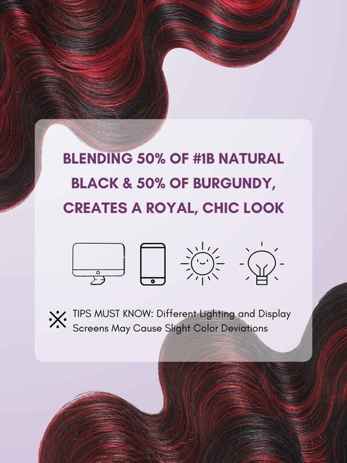 AUROO Burgundy Highlight 2x6 HD Lace Closure With Bundles Body Wave,12A Thick Real Human Hair Bundle Wavy FB/99J Red Burgundy And Black Ombre Human Hair Bundle With Kim K Deep Part Closure 12 14 16+10