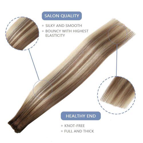 COOKAYU Invisi Edge Tape in Extensions Human Hair Walnut Brown to Ash Brown and Blonde Seamless Injected Tape Ins Straight invisible Hair Extensions 20Inch 45g 20pcs/pack