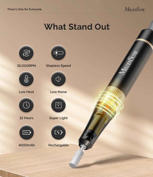 MelodySusie Professional 35000 RPM SM200F Nail Drill with Nail Drill Machine Holder