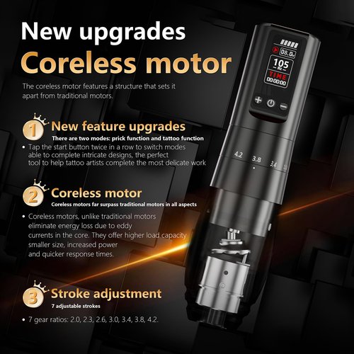 BIGWASP Z2 Wireless Rotary Tattoo Machine Pen, Adjustable Stroke, 1,600mAh Battery, Coreless Motor for Professional Artists - Green