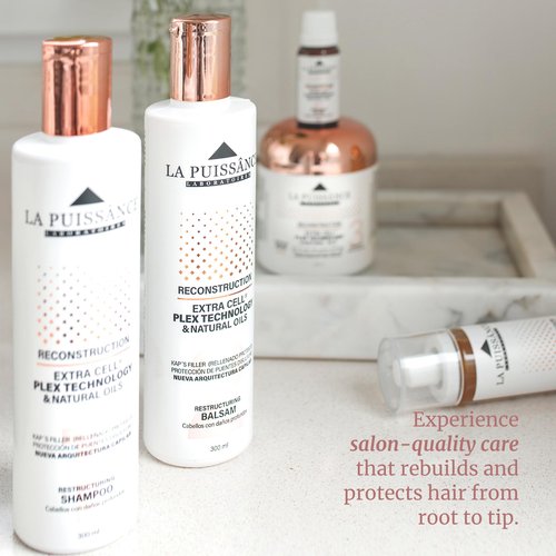 LA PUISSANCE Extra Cell Plex Complete Hair Repair - 5-Step Deep Repair Kit for Severely Damaged Hair - Includes Shampoo, Conditioner, Mask, Spray, Ampoule - For Home and Salone Use