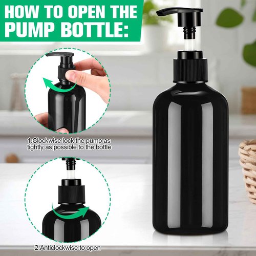 CroBlissful 48 Pcs Empty Plastic Pump Bottles 8oz Refillable Lotion Pump Bottle Containers with Black Dispenser for Shampoo, Conditioner, Face Cream, Massage Oil, Liquid Soap