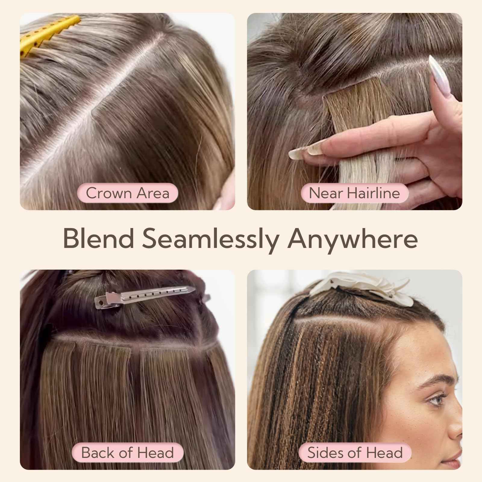 HOTBANANA Invisi Edge Tape in Hair Extensions Human Hair, 18inch 50g 10pcs Invisible & 10pcs Classic Dark Brown Seamless Tape in Hair Extensions Straight Injected