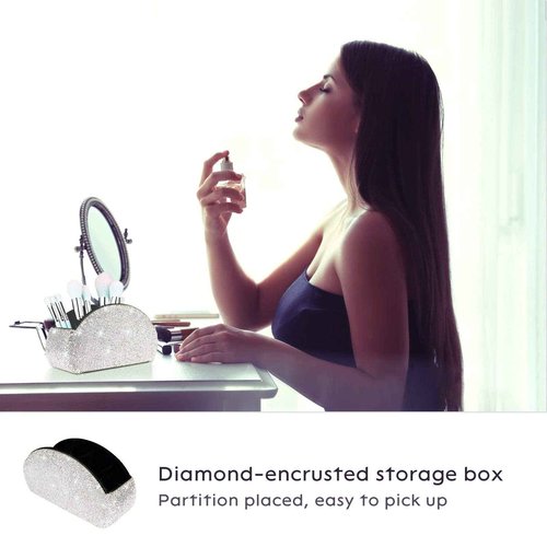 KEYPOWER Bling Rhinestone Makeup Cosmetic Jewelry Organizers Drawer & Remote control Holder(White)