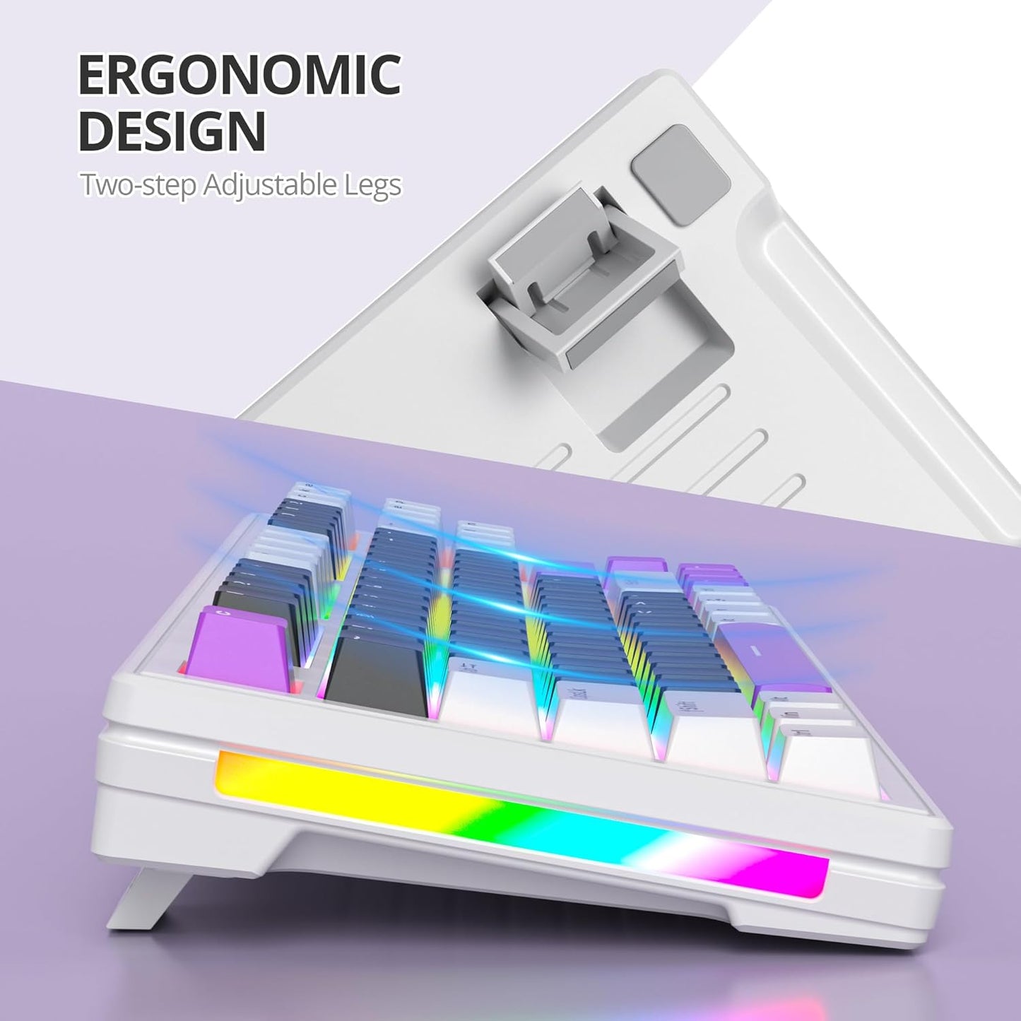 75% TKL Wired Mechanical Keyboard,RGB Backlit Gasket Mount 82 Key Hot Swappable Custom Linear Red Switch Gaming Keyboard with Volume Knob & PBT Keycaps (82 White Earth)