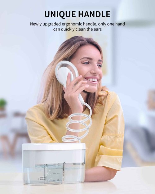 Ear Wax Removal Tool Camera - Ear Irrigation Flushing System & Ear Cleaner with Camera 1080 HD, Ear Flushing Kit for Adults with One-Piece Waste Tank, Earwax Removal Kit with Camera White XL