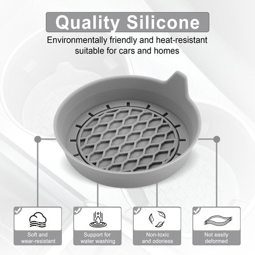 SINGARO Car Cup Holder Coaster, Silicone Cup Holder Insert, Universal Non-Slip Cup Holders, Car Accessories Interior for Women and Man 4 Pack Gray