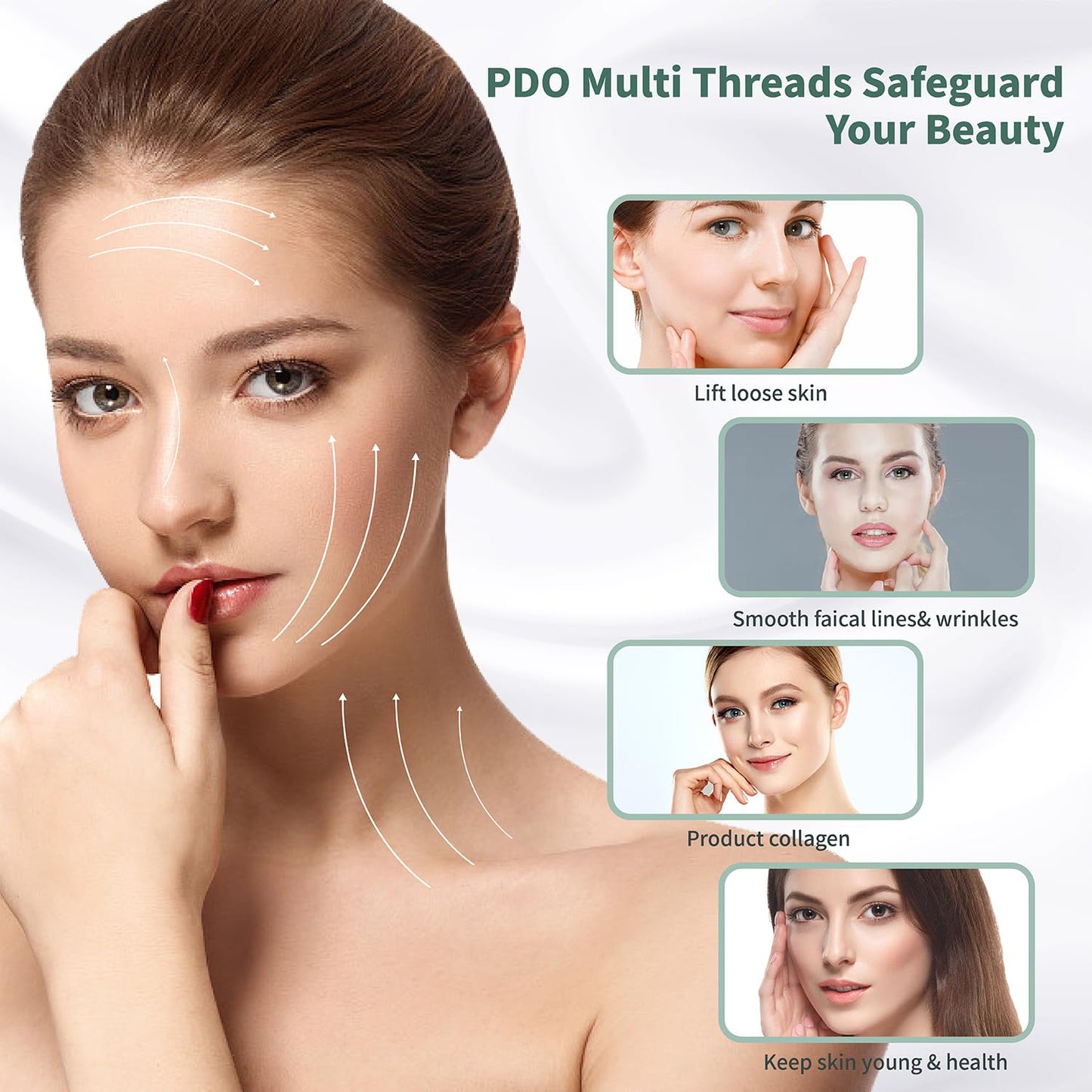 Pdo Threads Multi for Face and Whole Body Lift/Absorbable Lifting Threads with Blunt L Tip/PDO Threads - Minimally Invasive Face Lift Treatment 16PCS (23G38mm)
