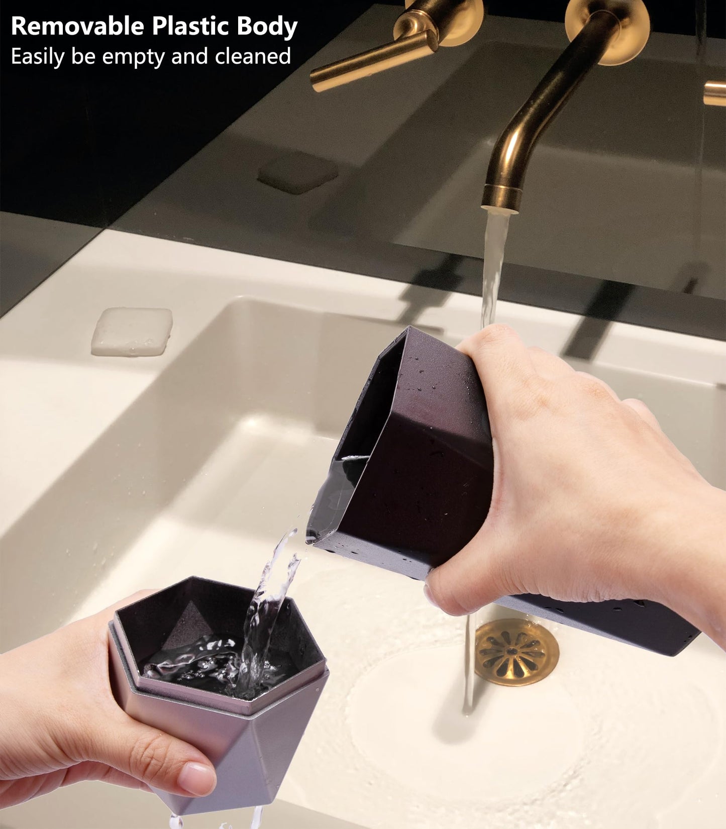 Ginsco Car Trash Can Cup Holder, Mini Car Trash Can with Lid, Car Accessories for Interior, Leakproof Small Trash Cup for Car, Home with 2 ABS Hooks and 90pcs Trash Bags Silver