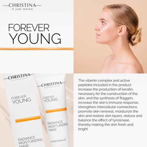 Christina Forever Young Radiance Moisturizing Facial Mask with Vitamin E | Anti-Aging Nourishing Face Masks Skincare | Skin Renewal Boost | Strengthens and Revitalizes Skin | For All Skin Types 50ml