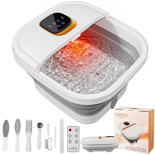 UNIFULL Collapsible Foot Spa Bath with Heat, Touch Screen, Massage Rollers, Bubble, Foot Pedicure Kit, Temperature Control, Foot Spa, Foot Bath Gifts
