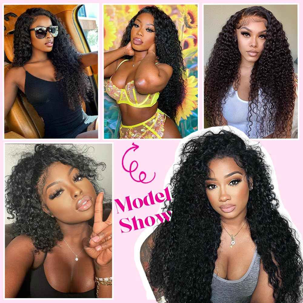 Meet Naive 30 Inch Curly Lace Front Wigs Human Hair 200 Density 13x6 HD Lace Frontal Wigs for Women Deep Curly Glueless Wigs Human Hair Pre Plucked with Baby Hair
