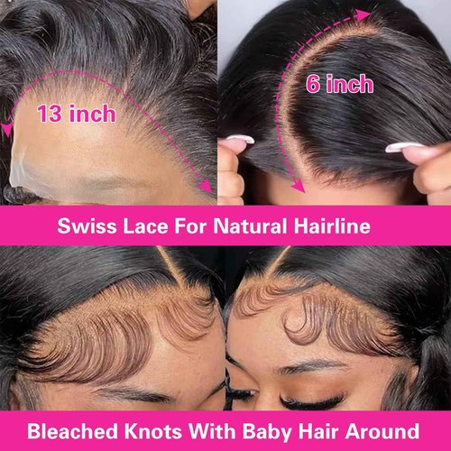 Mihugass Jet Black Burmese Curly Wigs For Women13x6 Lace Front Wigs 250 Density Brazilian Full Lace Human Hair Wigs Preplucked With Baby Hair 250 Density(16 inch)
