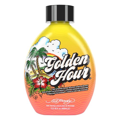 Ed Hardy Tanovations Golden Hour - Skin Softening Transfer Resistant Sunkissed Bronzer Golden Glow Tan Extending Dark Tanning Lotion