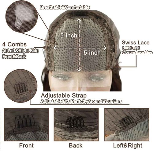 DÉBUT Reddish Brown Glueless Wigs Human Hair Pre Plucked Straight Hair Lace Front Wigs 5x5 HD Lace Closure Wig for Women Daily Use 18 Inches