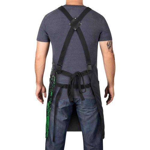 Stylecraft Hair Cutting Apron, Heavy Weight, Waterproof, Professional Barber-Salon Cross Back Strap and Pockets (Radioactive Black)