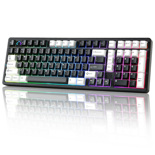 YUNZII AL98 QMK/VIA Wireless Mechanical Gaming Keyboard,Full Aluminum,BT/2.4G/USB-C, Pre-Lubed Hot Swappable Gasket Mount 1800 Layout,RGB Backlit for Win/Mac (Black, Milk Switch)