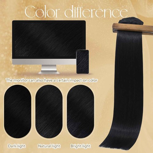 Black Clip in Hair Extensions Real Human Hair 18 Inches 7pcs Jet Black Human Hair Extensions 85g #1 Silky Straight 100% Human Hair Clip in Extensions
