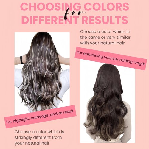 FUOTONBUTY Clip in Extensions Real Human Hair 7pcs, Natural and Seamless 90g (Ombre Dark Brown to Chestnut Brown, 18 inch)