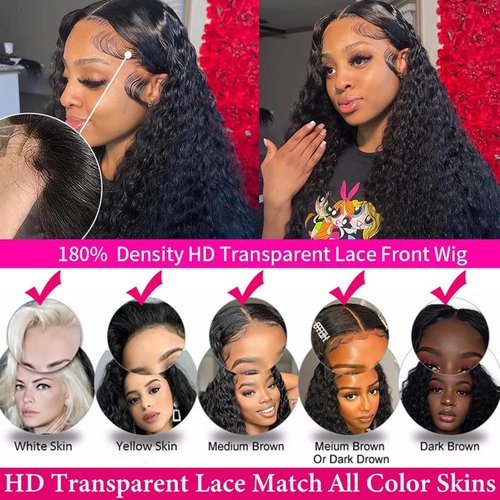 Kinkycurly Wig Human Hair 20 Inch 13x4 Lace Front Wigs Pre Plucked 180 Density Afro Kinky Curly Human Hair Wig Kinky Curly Lace Frontal Wigs for Black Women