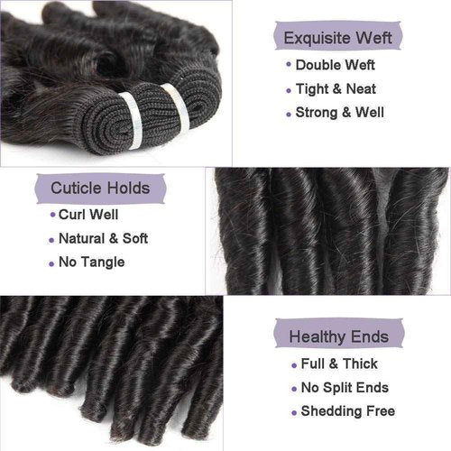 Molefi Brazilian Funmi Hair Curly Weave 3 Bundles with Lace Closure 2x4 T Burmese Curly Bundles Human Hair with Closure 100% Human Hair Extensions 100g/pc Natural Black (10 12 14+10)