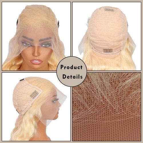 WAQI 30 Inch 613 13x6 Lace Front Wig Human Hair 200 Density Blonde Wig Human Hair Body Wave Lace Front Wigs Human Hair Pre Plucked 613 HD Lace Frontal Wig 13x6 Blonde Wigs For Women Natural Hairline