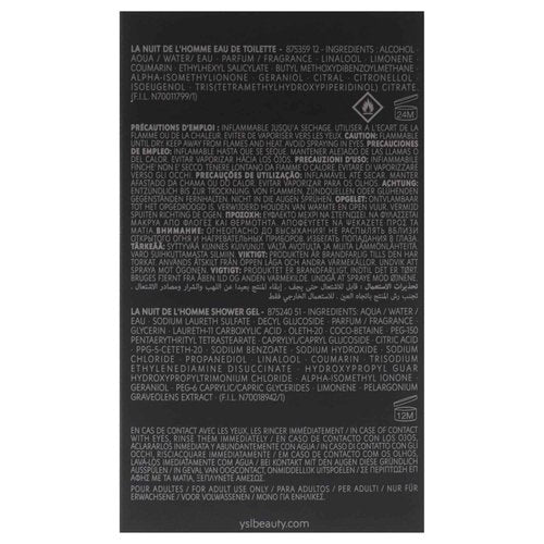 La Nuit De LHomme by Yves Saint Laurent for Men - 2 Pc Gift Set 3.3oz EDT Spray, 1.6oz Shower Gel