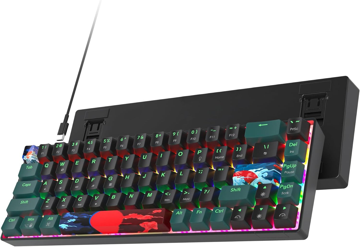 60 Percent Gaming Keyboard 61 Keys Wired Mechanical Keyboard Ultra Compact Key Board Red Switch LED Backlit for Windows Laptop Gamer