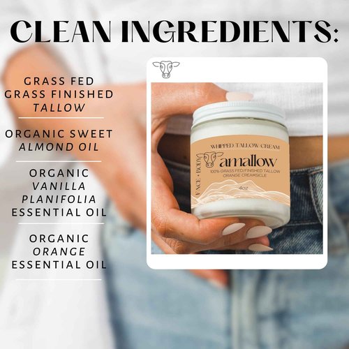 Amallow 100% Grass Fed Beef Tallow for Skin Care Scented Variety Bundle - Face + Body - Whipped Moisturizer - 100% Natural Lotion, 4 FL. oz.