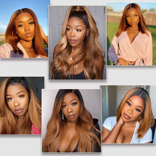 Ombre Straight Hair Bundles With Closure 12A Brazilian Virgin Remy Human Hair 2 Tone T4/30 Ombre Straight Human Hair Bundles with 4x4 Lace Closure Free Part (12 14 16 +12)