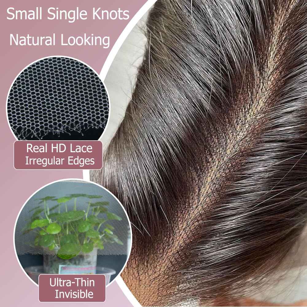 KRN HD Lace Closure, 0.11mm Ultra-thin Invisible Swiss HD Lace Closure with Tiny Single Knot Brazilian Virgin Human Hair Body Wave Closure HD Lace