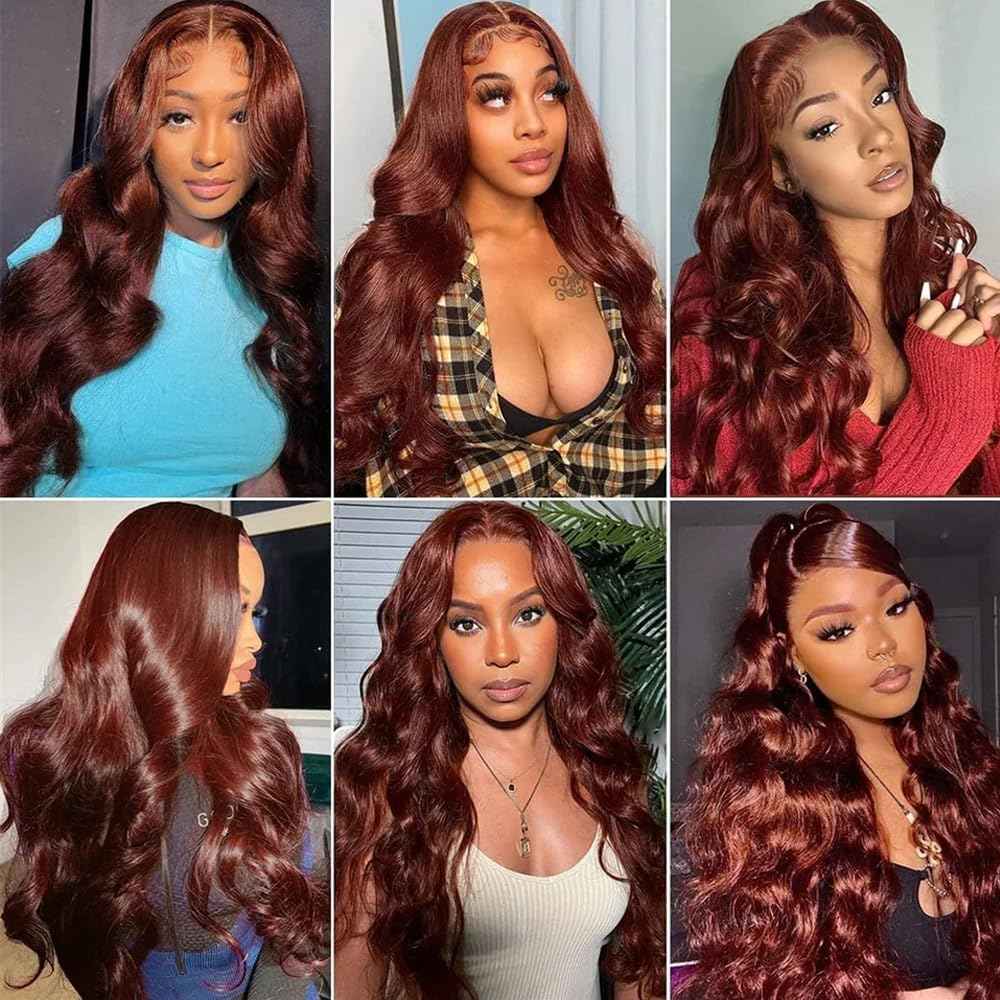 26 28 30 Inch Reddish Brown Body Wave Bundles Copper Red Bundles Human Hair Mixed Length Peruvian Virgin Auburn Brown Bundle Hair Extensions