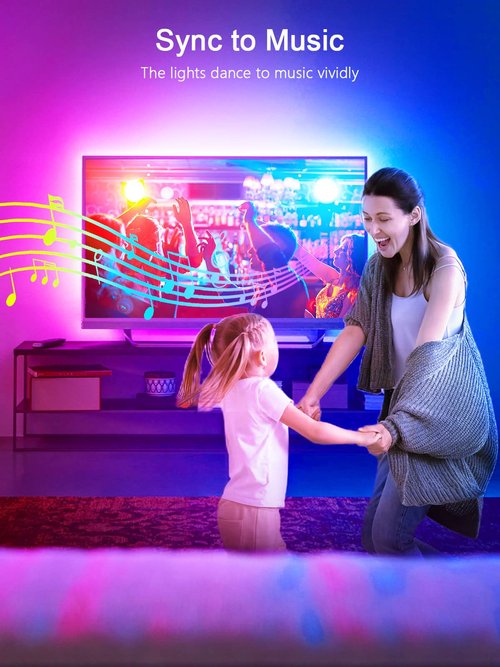 KANTUTOE LED Backlight TV LED Strip Lights, 23ft RGB LED Lights with Remote, Music Sync Bluetooth APP Control, USB Powered for Bedroom/Gaming Room