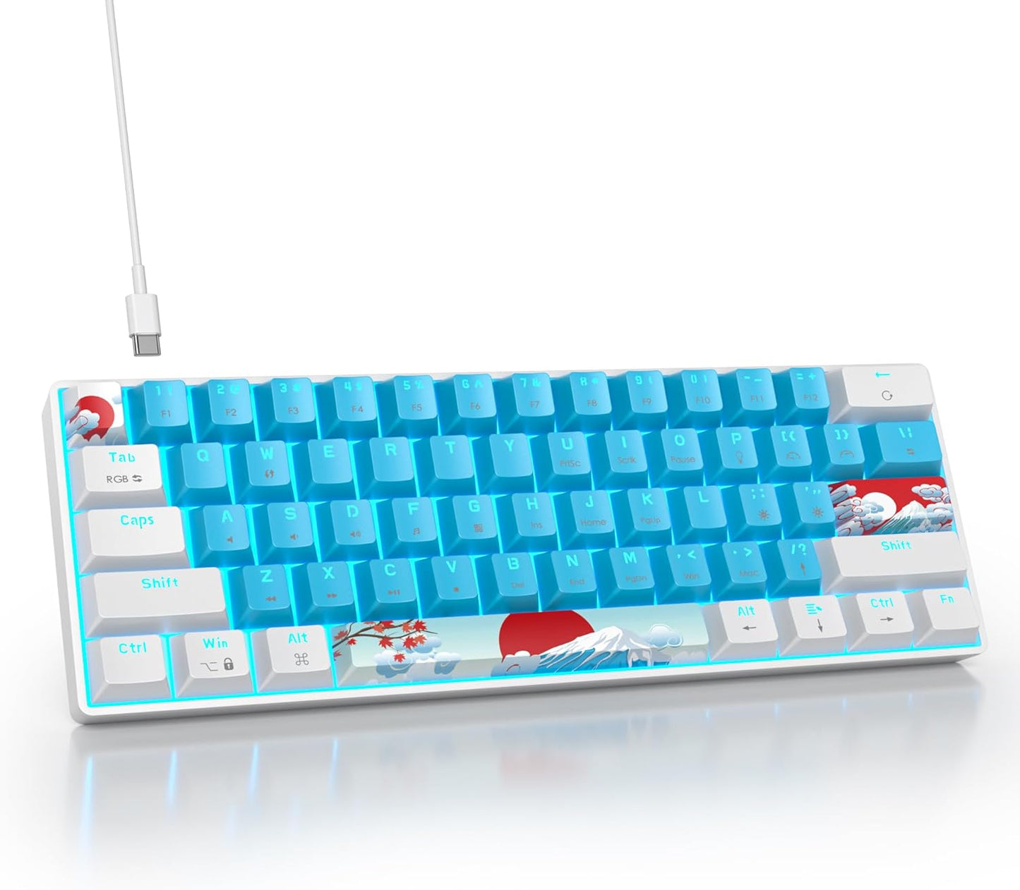 60 Percent Gaming Keyboard Green Matcha Keyboard 61 Keys Wired Mechanical Keyboard Red Switch RGB MDA Keycaps for Windows PC Laptop Gamers(61 Matcha)