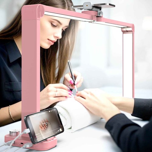 STOLAS Upgraded Nail Light for Desk, 48W 3350LM Foldable 3 Modes 3000-6000K Stepless Table Lamp for Nail Tech with Charging Port and Phone Slot, Nail Lamp for Nail Art, Photography, Reading, Painting