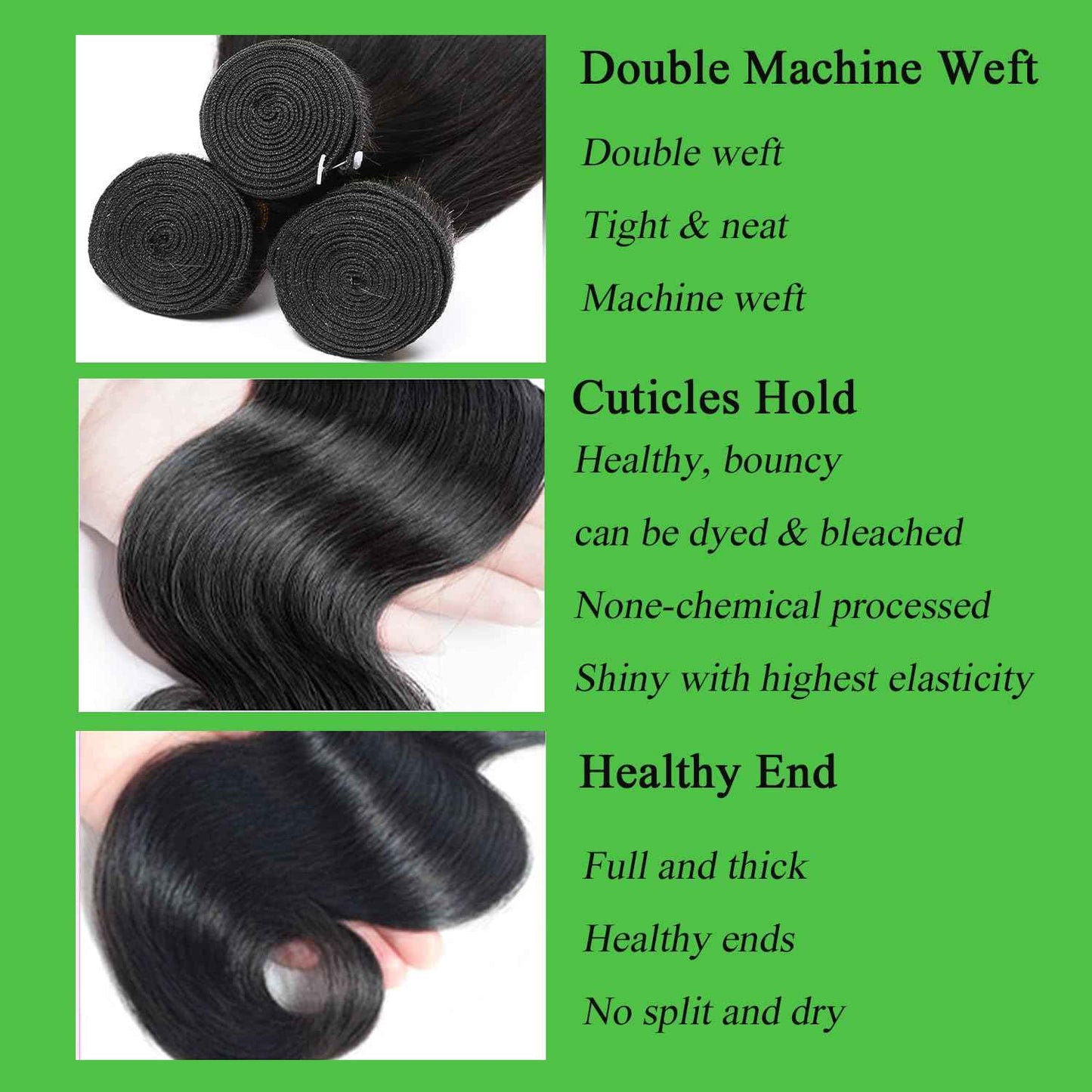 Human Hair Bundles 20 22 24 Inch Body Wave Bundles Human Hair 100% Unprocessed Brazilian Virgin Hair Quick Weave Real Human Hair Extensions Natural Black