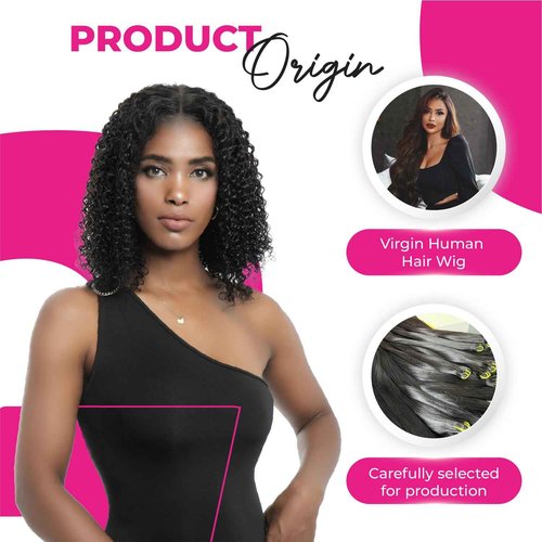 BIG G HAIR 14 inch 5x5 Lace Closure Curly Middle Part Vietnamese Human Hair Wig, Pre-Bleached Pre Plucked HD Lace Wig 180% Density, Glueless Wigs Human Hair with Baby Hair